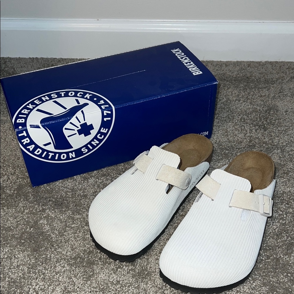 Birkenstock Corduroy Antique White